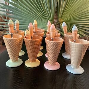 Vintage Ceramic Dessert and IceCream Cone Cup Set